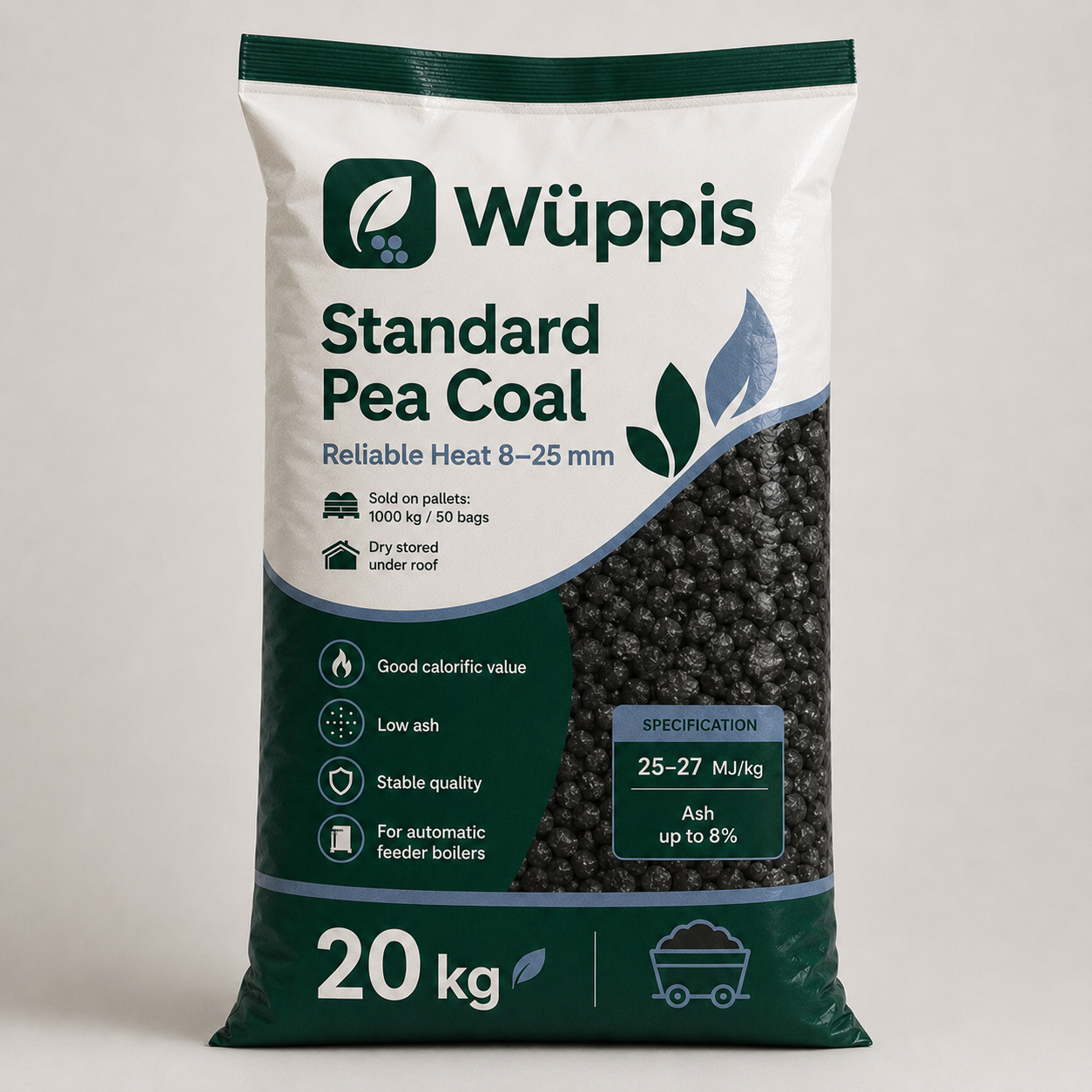 Węgiel Groszek Standard 25–27 MJ/kg – Palette 1000 kg (50 × 20 kg)
